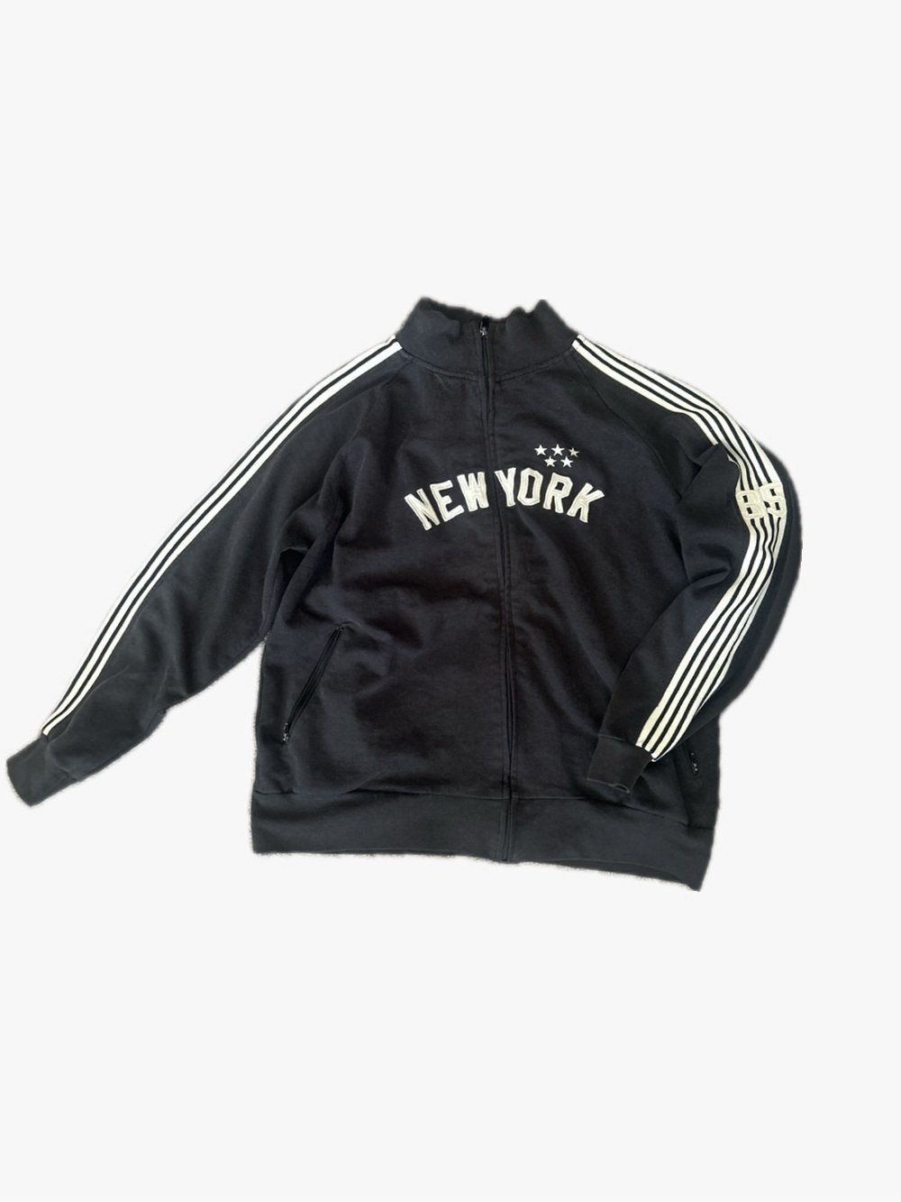 Kids Black 'New York' Track Jacket with Stripe Detail